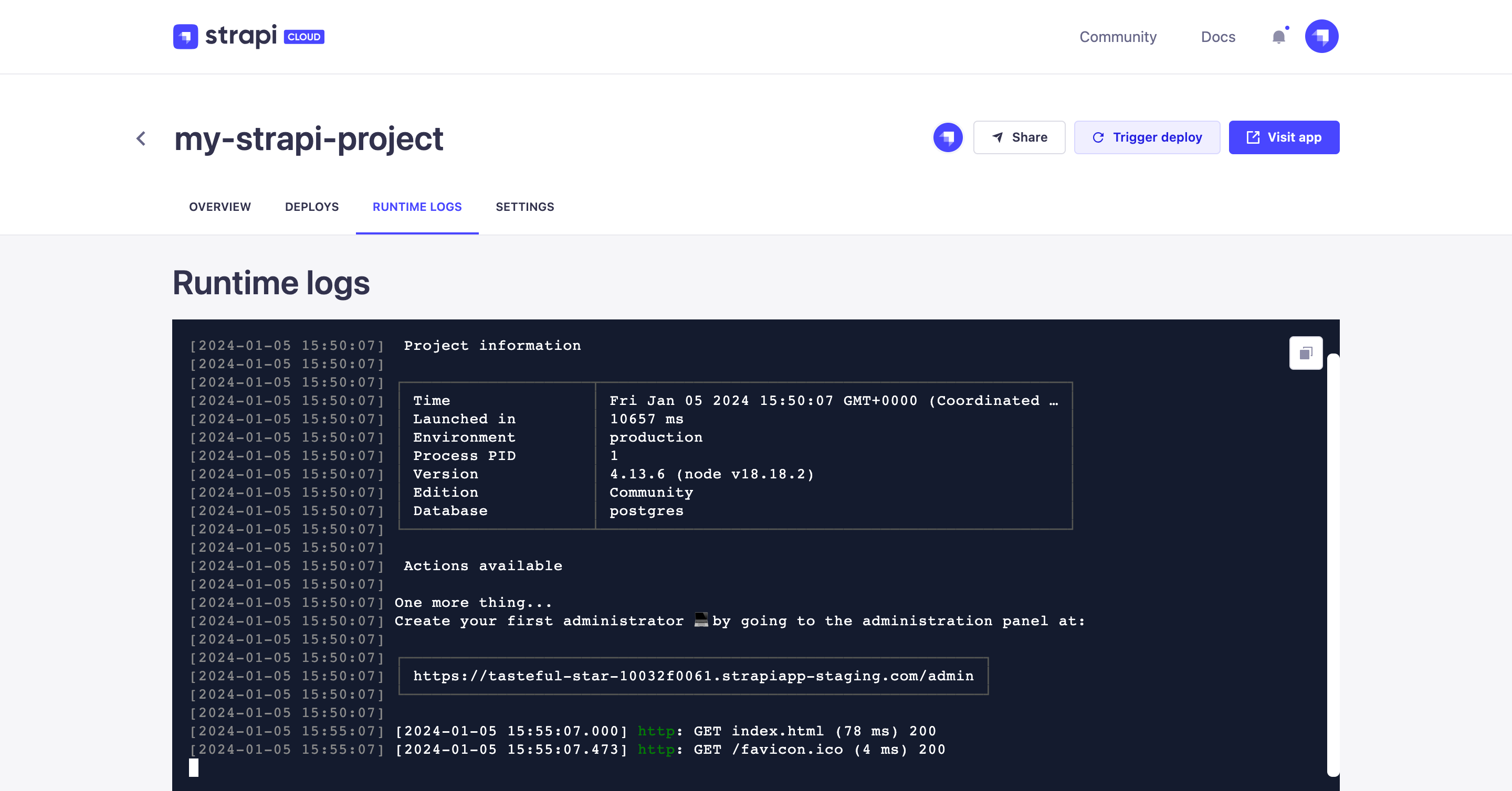 Runtime logs